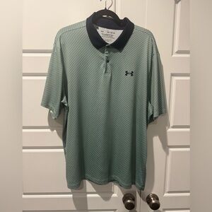 Under Armour The Performance Polo Geometric Navy & Greem Tagless Men’s X-Large